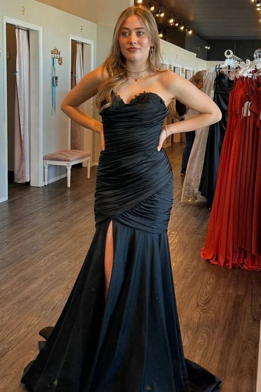 Sweetheart Strapless Ruched Mermaid Prom Dress