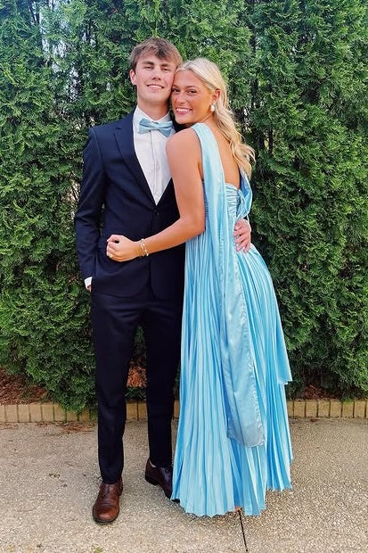 Sweetheart Strapless Satin A-Line Pleated Party Prom Dress