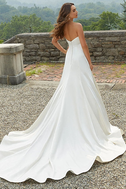 Sweetheart Strapless Satin A-Line Wedding Dress With Train