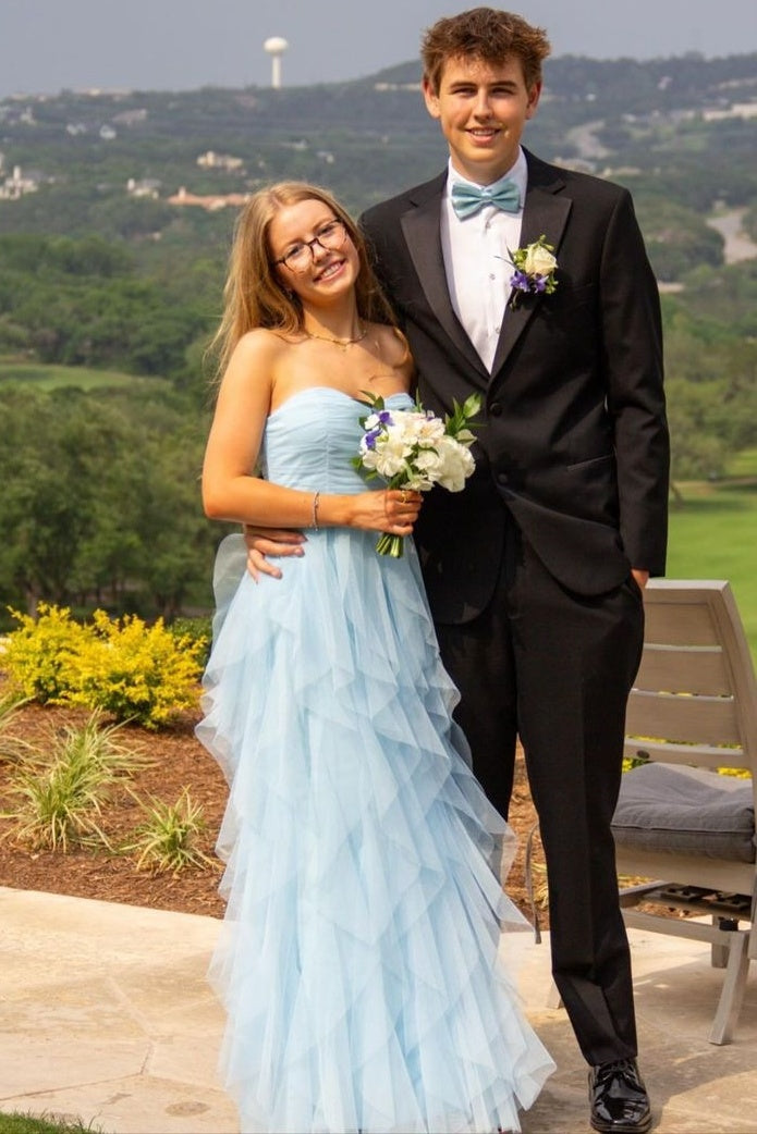 Sweetheart Strapless Tulle A-Line Empire Tiered Party Prom Dress