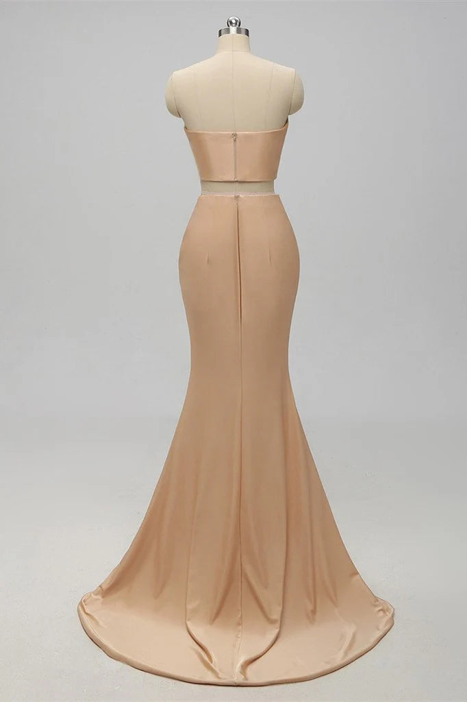 Sweetheart Strapless Two Piece Trumpet Bridesmaid Dress