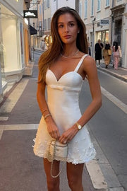 Sweetheart Straps A-Line Satin Appliques Party Homecoming Dress