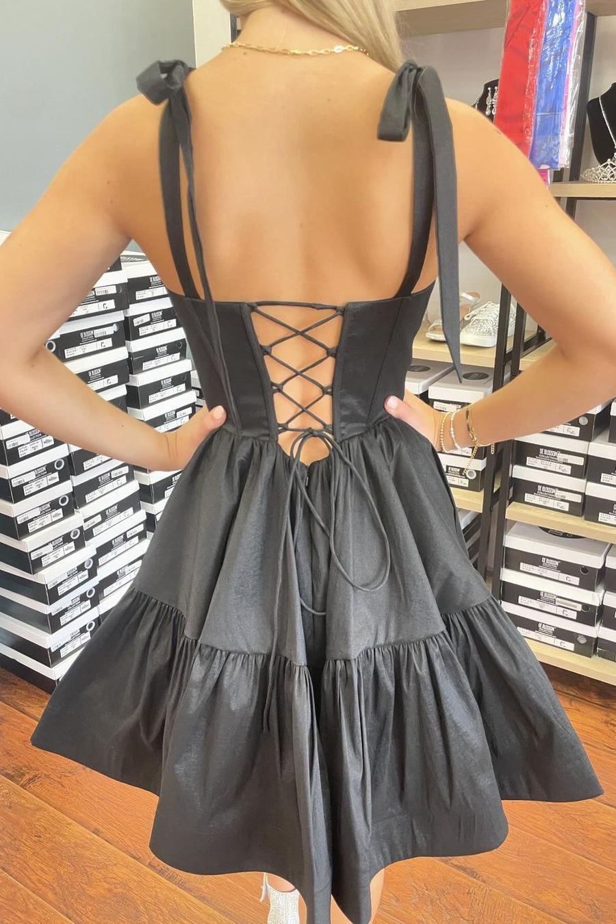 Sweetheart Straps A-Line Satin Empire Cute Homecoming Dress