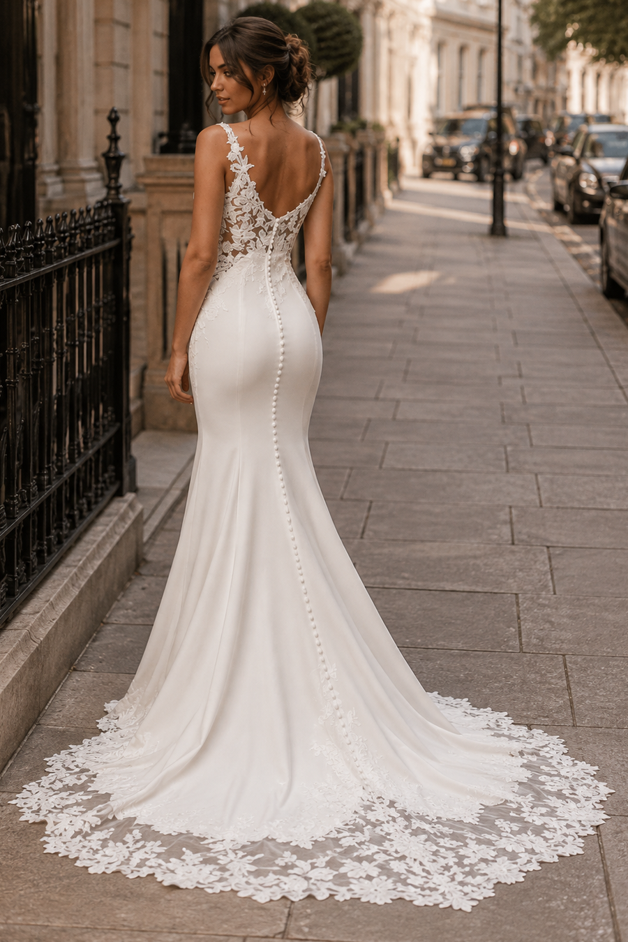 Sweetheart Straps Backless Lace And Satin Mermaid Wedding Dress