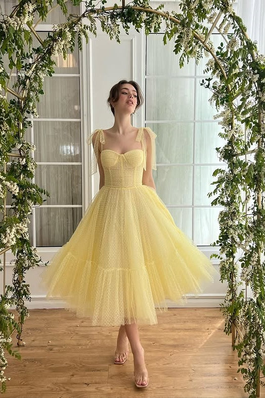 Sweetheart Straps Tulle A-Line Empire Party Prom Dress