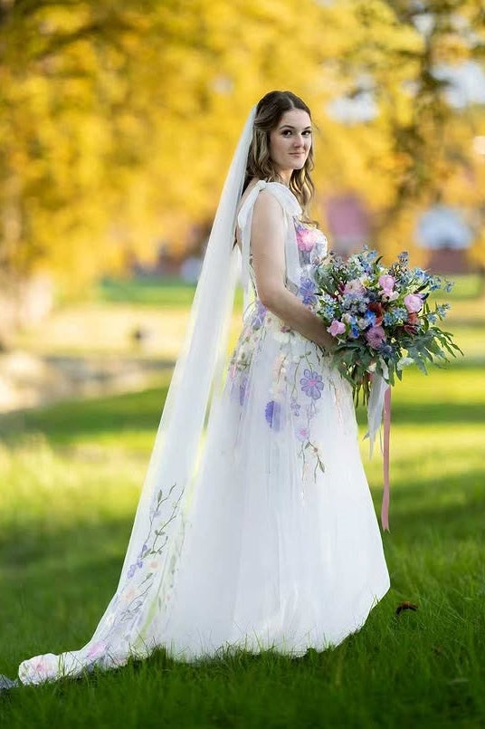 Sweetheart Straps Tulle A-Line Floral Appliques Party Prom Dress