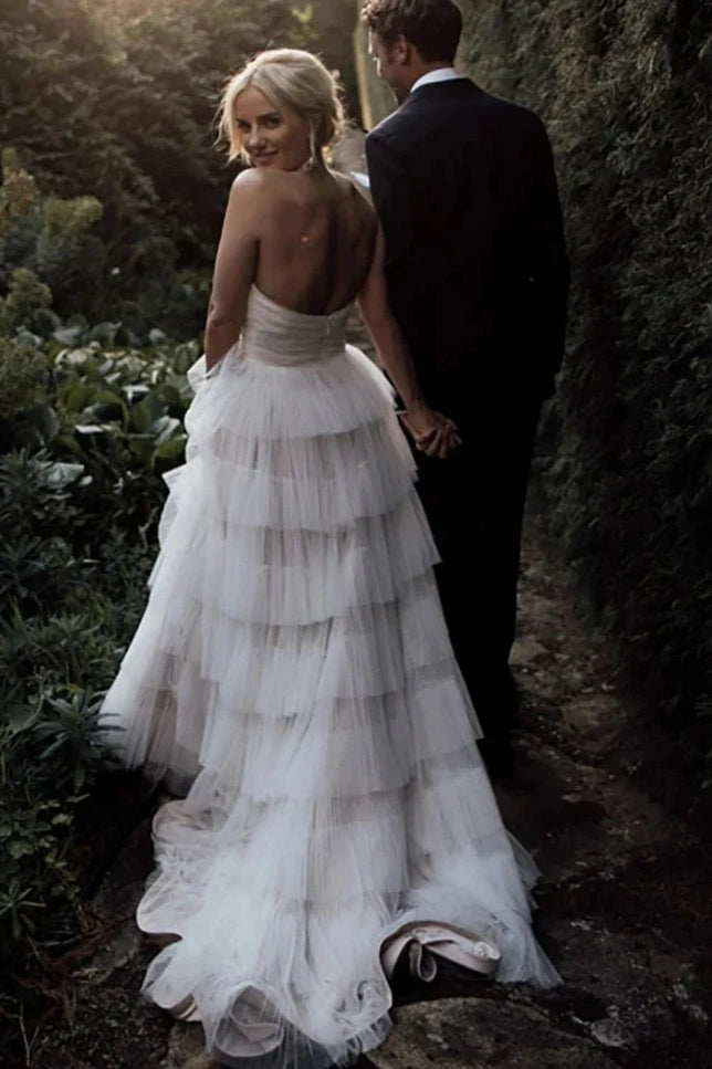Tiered Tulle A-Line Strapless Empire Wedding Dress Ivory / US 6 Tiered Tulle A-Line Strapless Empire Wedding Dress Ivory / US 6