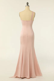 Trumpet One Shoulder Sleeves Empire Ruffled Bridesmaid Dress