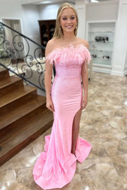 Trumpet Strapless Empire With Side Slit Lace Up Prom Dress