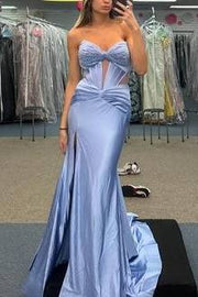 Sweetheart Strapless Beaded With Train Trumpet Party Prom Dress