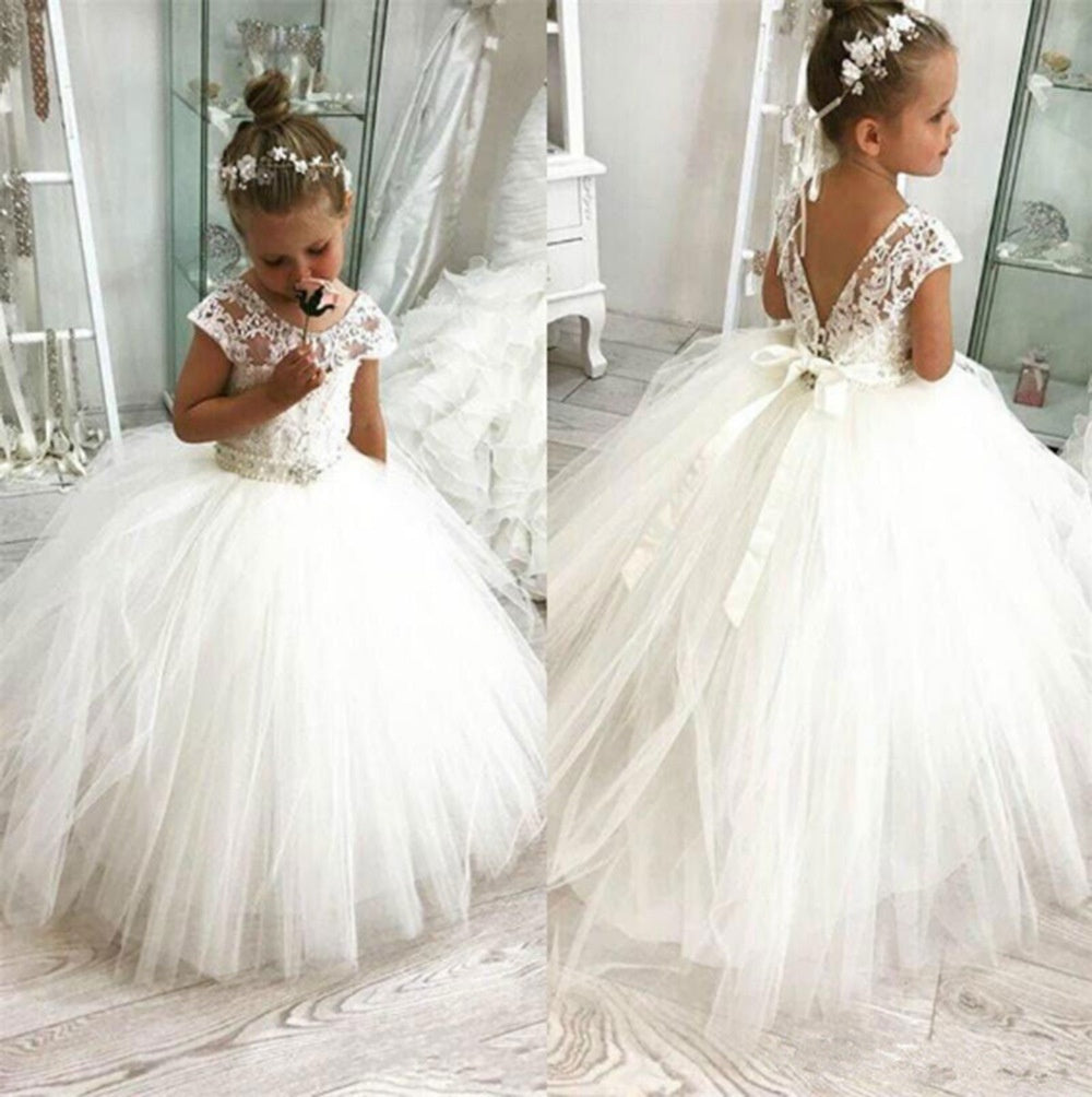 Tulle A-Line Round Sleeveless Empire Flower Girl Dress