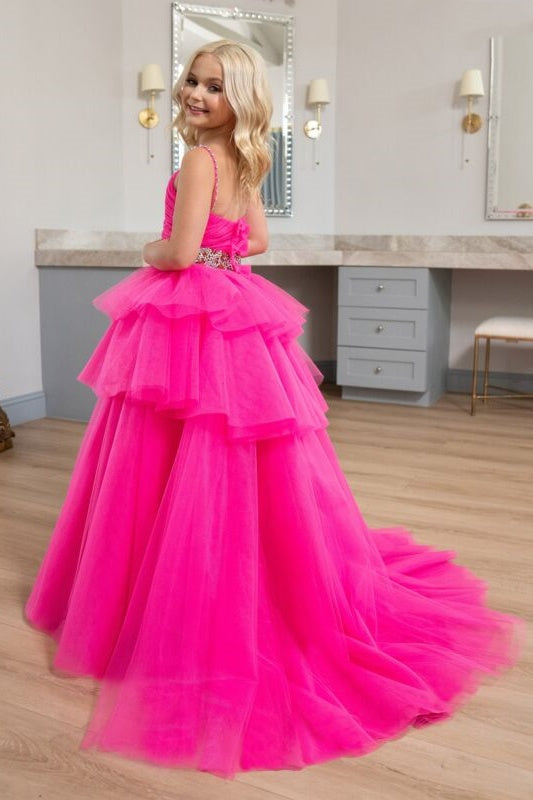 Tulle A-Line Spaghetti Straps Empire Tiered Girl Pageant Dress
