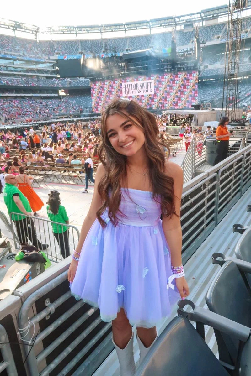 Tulle A-Line Strapless Empire Butterfly Short Homecoming Party Dress