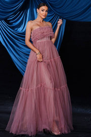 Tulle A-Line Strapless Empire Party Evening Dress