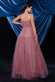 Tulle A-Line Strapless Empire Party Evening Dress