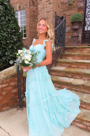 Tulle A-Line Sweetheart Sleeveless Long Party Prom Dress