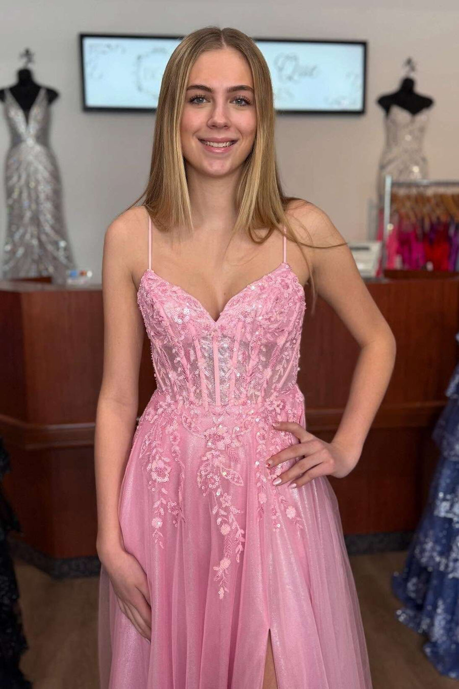 Tulle A-Line With Lace Appliques Sweetheart Party Prom Dress