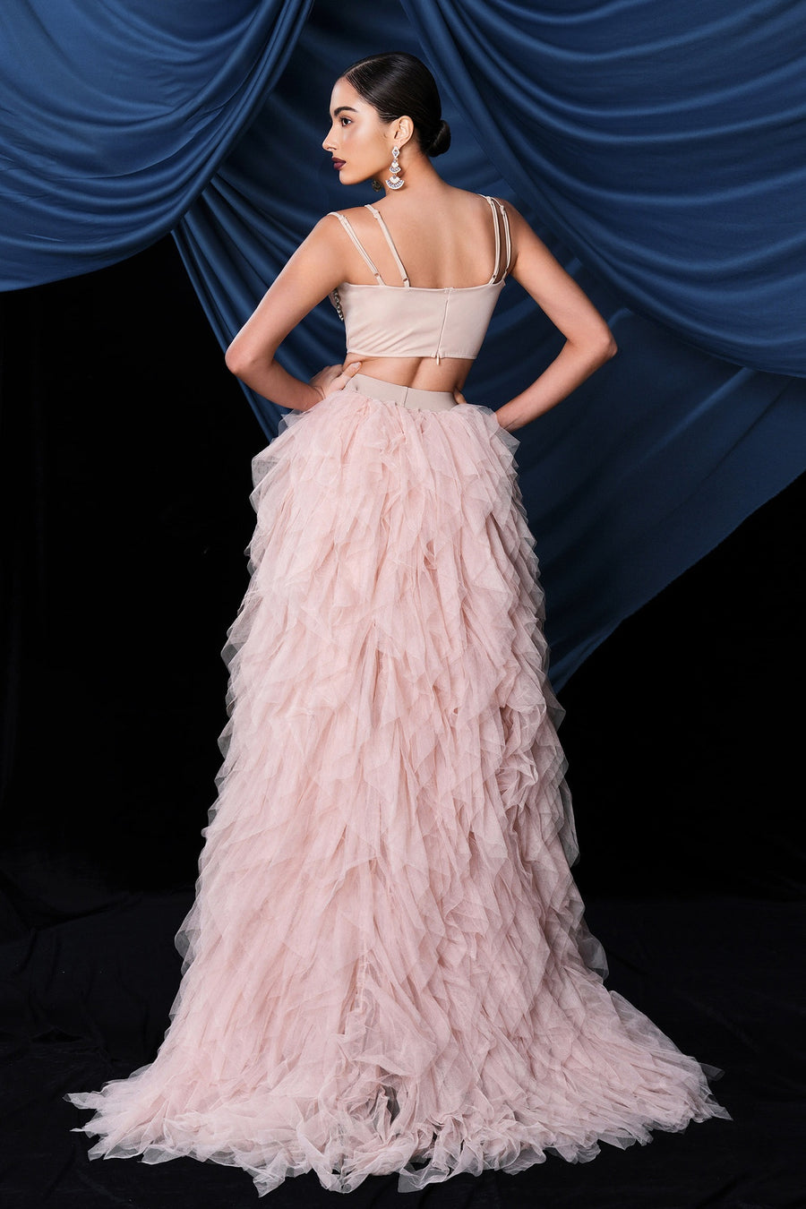 Two Piece A-Line Sweetheart Tulle Tiered Prom Party Dress