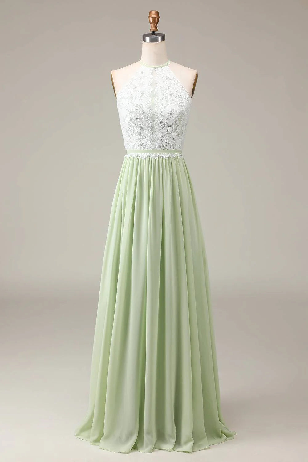 Two Tone A-Line Round Sleeveless Empire Bridesmaid Dress