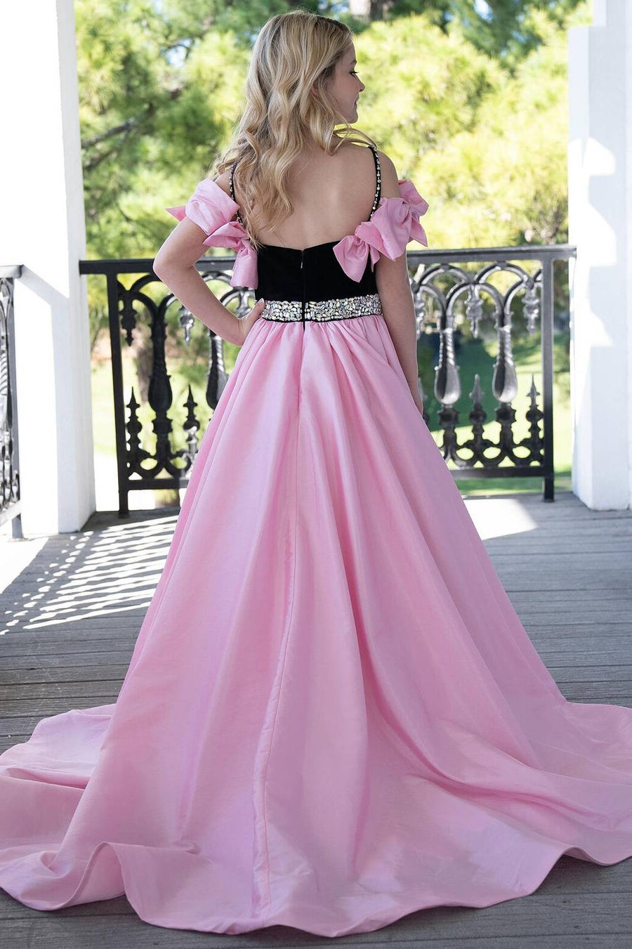 Two Tone A-Line Sleeveless Beaded Girl Pageant Dress
