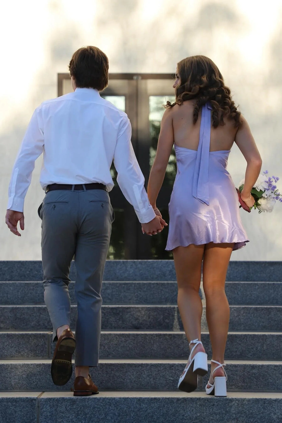 V-Neck Halter Backless Satin A-Line Mini Party Homecoming Dress