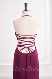 V-Neck Lace Up Satin Beaded Long Mermaid Party Prom Dress