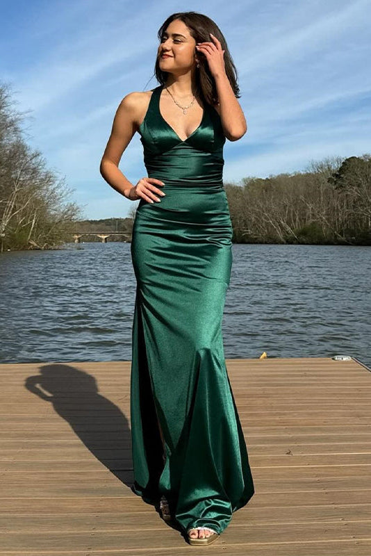 V-Neck Sleeveless Empire Lace Up Party Prom Dress