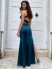 V-Neck Sleeveless Empire Lace Up Party Prom Dress