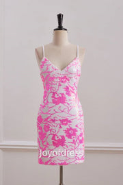 V-Neck Sleeveless Lace Up Sequins Homecoming Dress