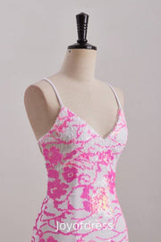 V-Neck Sleeveless Lace Up Sequins Homecoming Dress