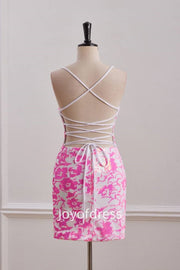 V-Neck Sleeveless Lace Up Sequins Homecoming Dress