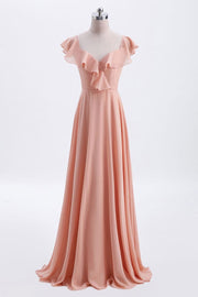 V-Neck Sleeveless Ruffled Empire A-Line Chiffon Bridesmaid Dress