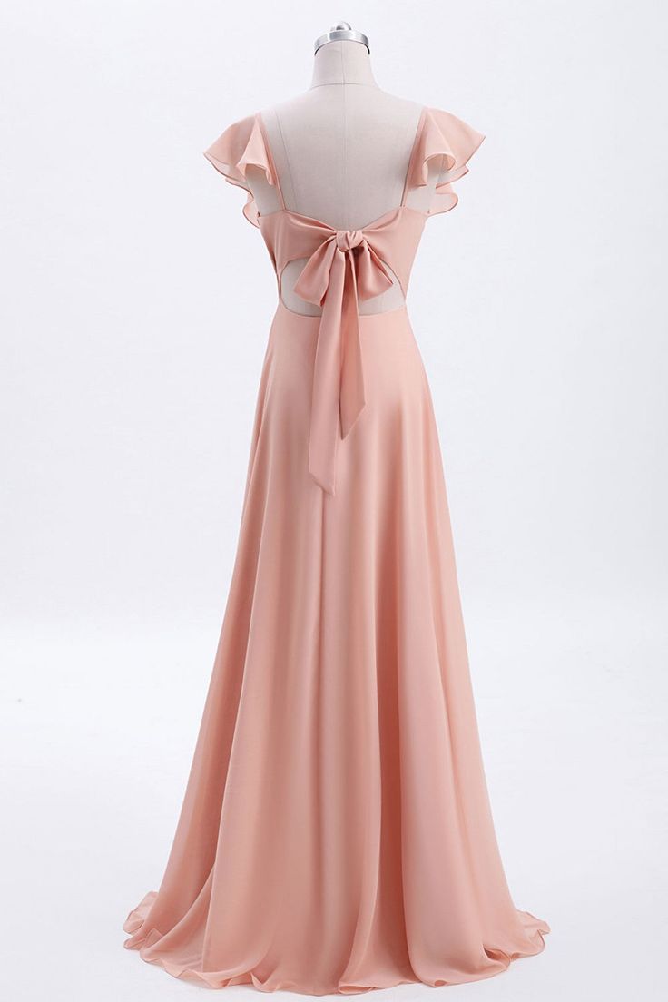 V-Neck Sleeveless Ruffled Empire A-Line Chiffon Bridesmaid Dress