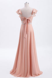 V-Neck Sleeveless Ruffled Empire A-Line Chiffon Bridesmaid Dress