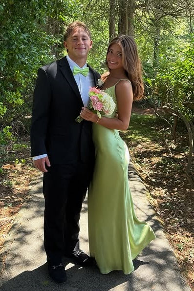 V-Neck Sleeveless Satin Shearh Floor-Length Party Prom Dress