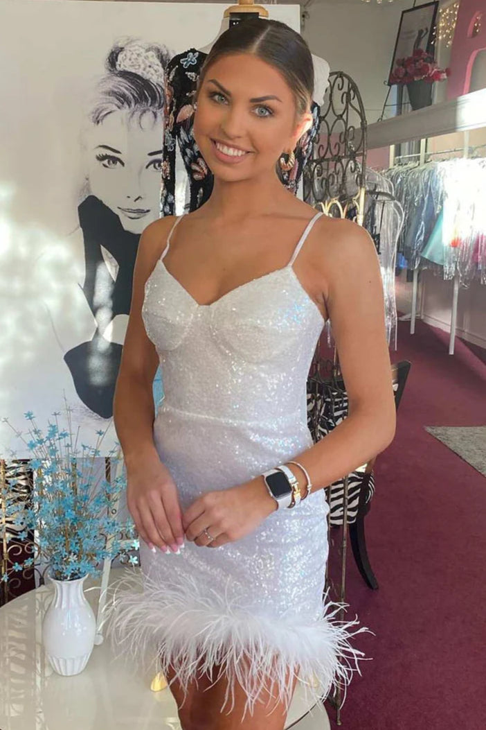 V-Neck Spaghetti Straps Fully Sequins Glitter Homecoming Dress | Joyofdress V-Neck Spaghetti Straps Fully Sequins Glitter Homecoming Dress | Joyofdress