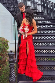 V-Neck Strapless Pleated Chiffon And Lace Tiered Party Prom Dress