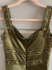 V-Neck Straps Empire A-Line Beaded Appliques Party Prom Dress