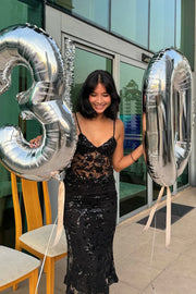 V-neck Sleeveless Fitted Lace Floral Party Prom Dress