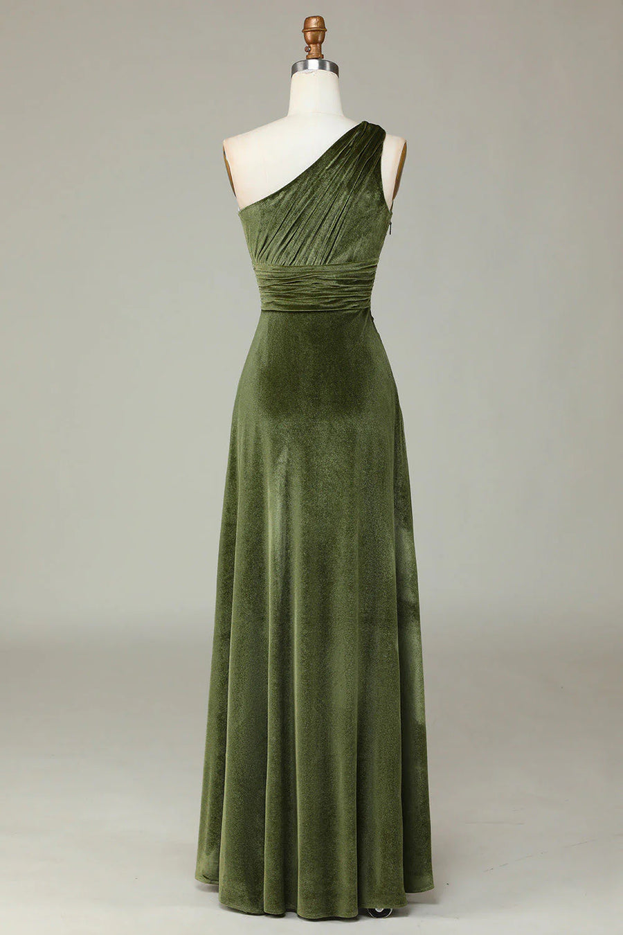 Velvet A-Line One Shoulder Sleeveless Bridesmaid Dress