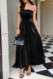 Velvet A-Line Strapless Empire Party Evening Dress