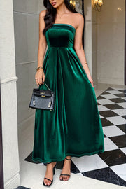 Velvet A-Line Strapless Empire Party Evening Dress