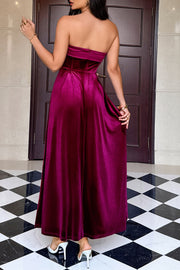 Velvet A-Line Strapless Empire Party Evening Dress