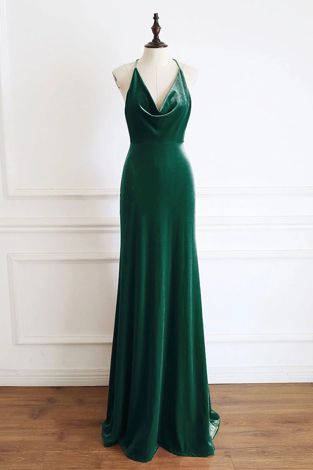Velvet A-Line V-Neck Sleeveless Long Party Prom Dress