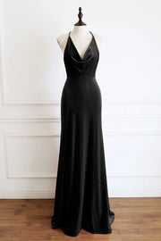 Velvet A-Line V-Neck Sleeveless Long Party Prom Dress
