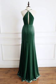 Velvet A-Line V-Neck Sleeveless Long Party Prom Dress