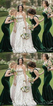 Velvet Sweetheart Sleevless Mermaid Bridesmaid Dress