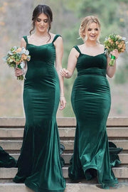 Velvet Sweetheart Sleevless Mermaid Bridesmaid Dress