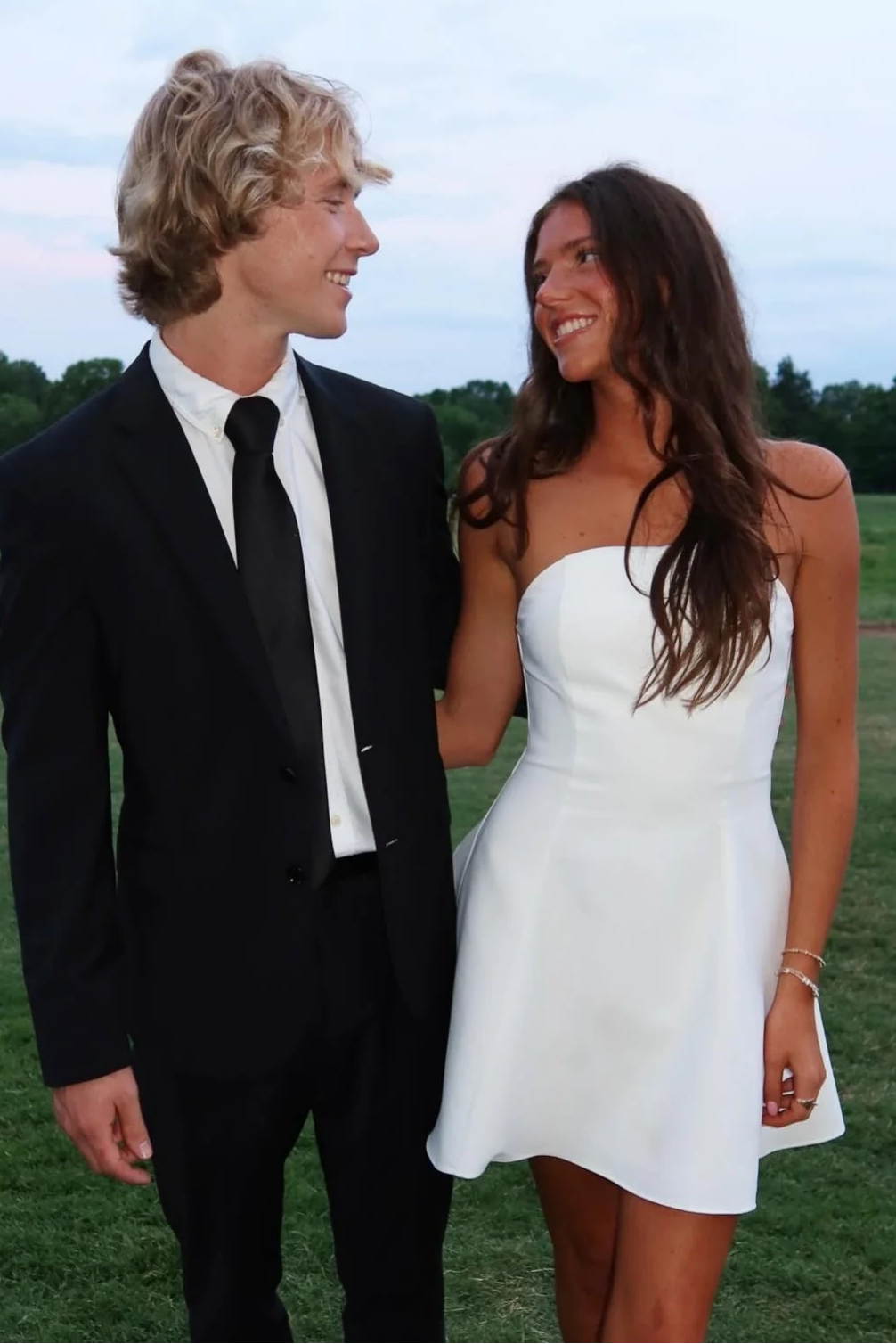 White Strapless A-Line Empire Satin Mini Party Homecoming Dress
