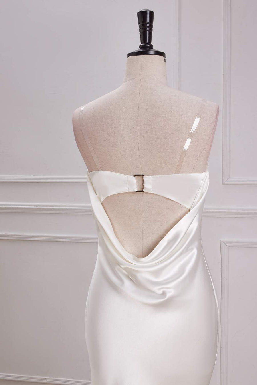 White Strapless Cowl Back Mermaid Satin Long Bridesmaid Dress White / US 10 White Strapless Cowl Back Mermaid Satin Long Bridesmaid Dress White / US 10